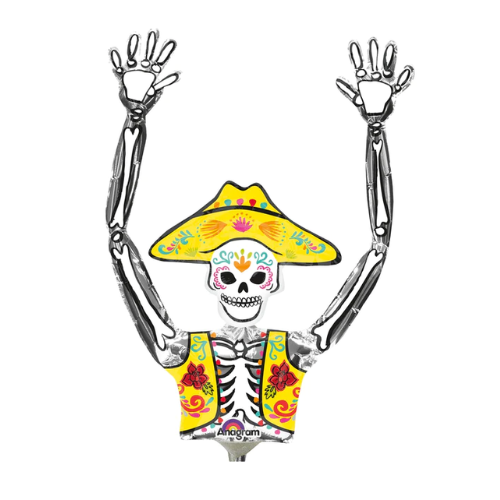 14" Anagram Day Of The Dead Skeleton  Foil Airfill Balloon | Buy 5 Or More Save 20%