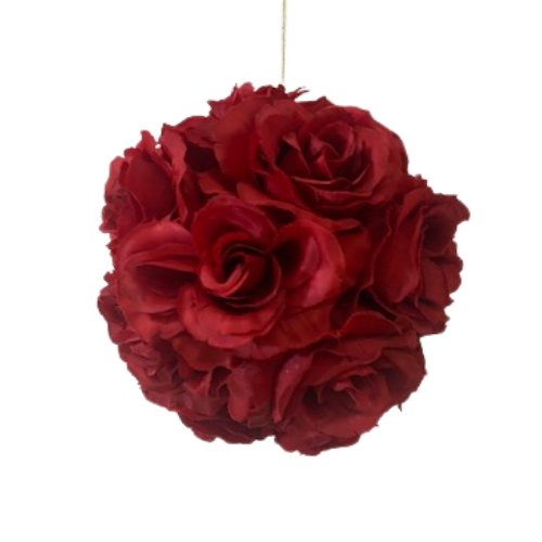 6" Red Kissing Artificial Rose Ball | 1 Count