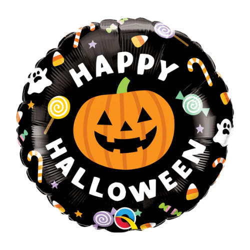 Globo de aluminio de 18" Halloween Jack &amp; Candles (P13) | Compre 5 o más y ahorre 20%