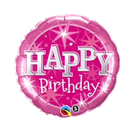 Globo de papel de aluminio brillante rosa Happy Birthday de 18" | Compre 5 o más y ahorre un 20 %