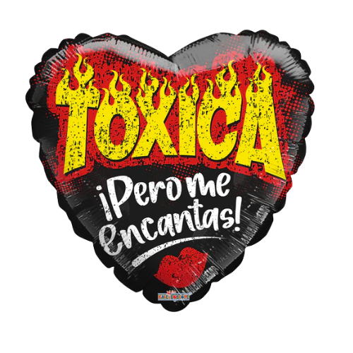18" Toxica Fuego Heart Non Foil Balloon (P17) | Buy 5 Or More Save 20%