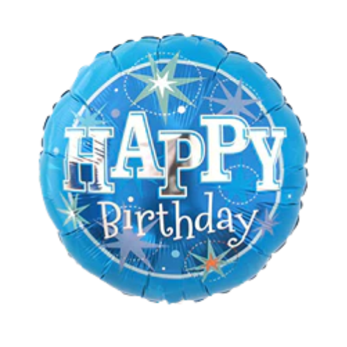 18" Happy Birthday Blue Sparkle Foil Balloon | Buy 5 Or More Save 20%