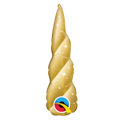 14" Golden Unicorn Horn Flat Airfill Foil Balloon | Buy 5 Or More Save 20%