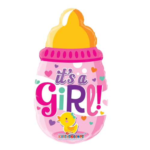 20" It's A Girl Baby Bottle Foil Balloon | Clearance - While Supplies LasT!