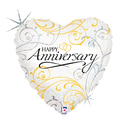 18" Filigree Anniversary Heart Foil Balloon | Buy 5 Or More Save 20%