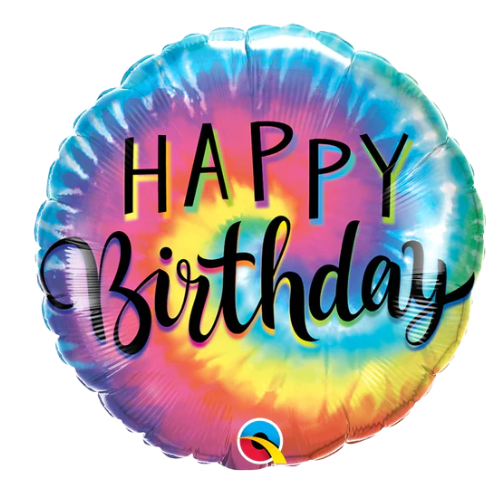 18" Happy Birthday Tie Dye & Swirls Foil Balloon | Buy 5 Or More Save 20%