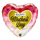 18" Mother's Day Roses Gold Foil Heart Balloon (P8) | Buy 5 Or More Save 20%