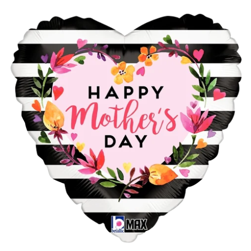 18" Mother's Day Watercolor Flowers Foil Heart Balloon (P9) | Buy 5 Or More Save 20%