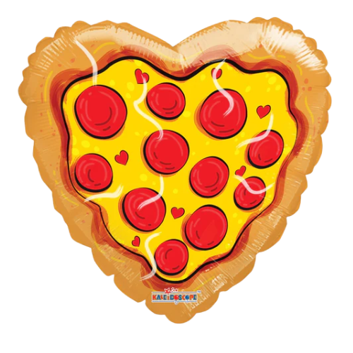 18" Love Pizza Heart Foil Balloon (P5) | Buy 5 Or More Save 20%