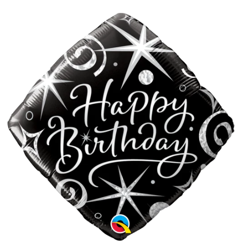 18" Birthday Elegant Sparkles & Swirls Foil Balloon | Buy 5 Or More Save 20%