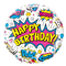 18" Birthday Super Hero White (D) Foil Balloon | Buy 5 Or More Save 20%