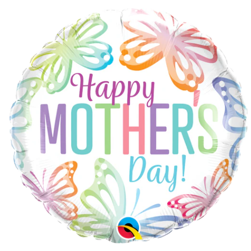 Globo de aluminio con diseño de mariposas en colores pastel para el Día de la Madre de 18" (P9) | Compre 5 o más y ahorre un 20 %