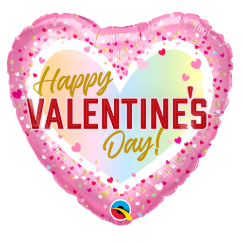 18" Valentine's Confetti Ombre Heart Foil Balloon (WSL)