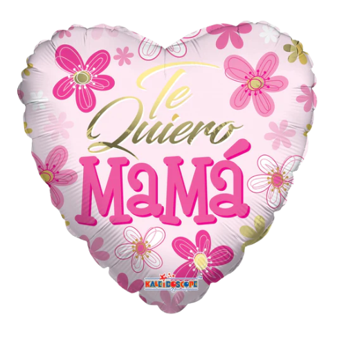 Globo de aluminio con forma de corazón rosa (WSL) Te Quiero Mamá de 18" | Liquidación - Hasta agotar existencias
