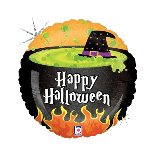 Globo de lámina holográfica (WSL) con caldero de Halloween de 18" | Liquidación: hasta agotar existencias