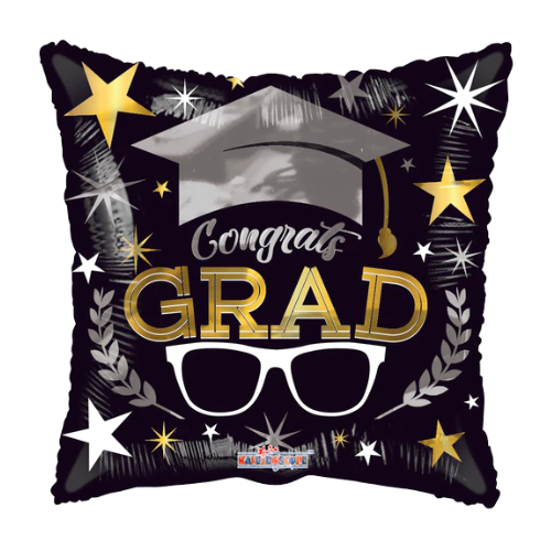 18" Congrats Grad Glasses Foil Balloon (P28) | Buy 5 Or More Save 20%