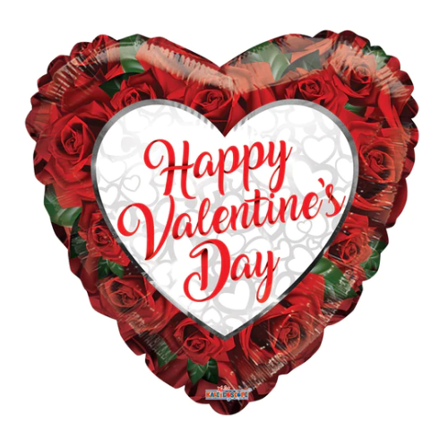 18" Valentine's Roses Heart Foil Balloon (WSL)