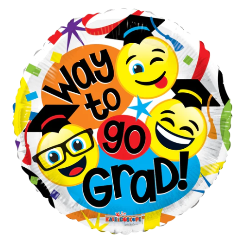 18" Way To Go Grad Smilies Foil Balloon (P29) | Buy 5 Or More Save 20%