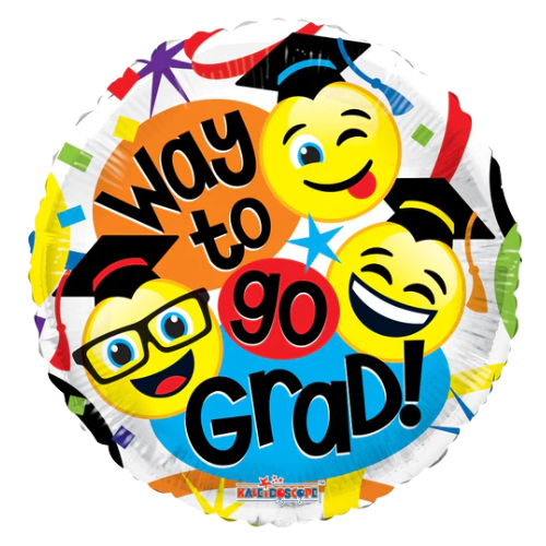 Globo de aluminio Way To Go Grad Smilies de 18" (P25) | Compra 5 o más y ahorra un 20 %