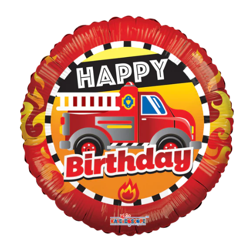 18" Birthday Fire Truck Foil Balloon | Buy 5 Or More Save 20%