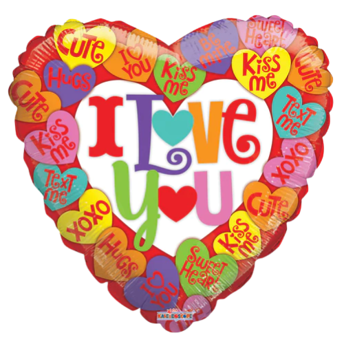 18″ PR I Love You Little Messages Heart Foil Balloon (P5) | Compre 5 o más Ahorre 20%