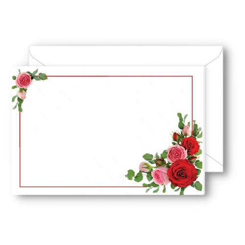 Red Border with Roses Corners Envelopes | 500 Count