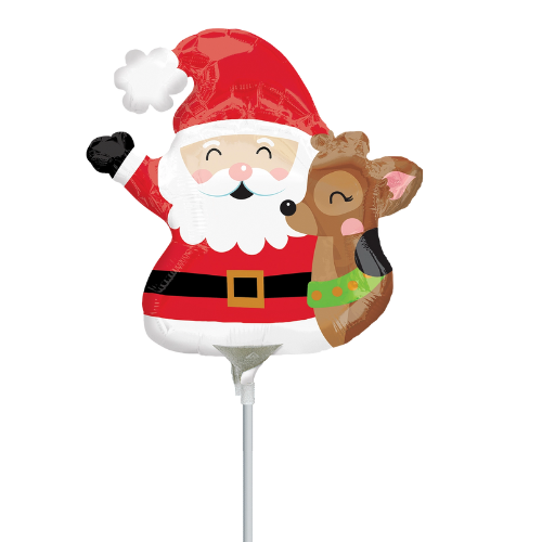 Globo de aire de papel de aluminio navideño de Papá Noel y reno de 14" (P23) | Compre % o más y ahorre 20 %