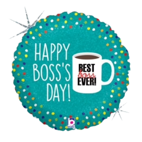 18" Boss's Day Coffee Mug holographic Foil Balloon (P4) | Buy 5 Or More Save 20%