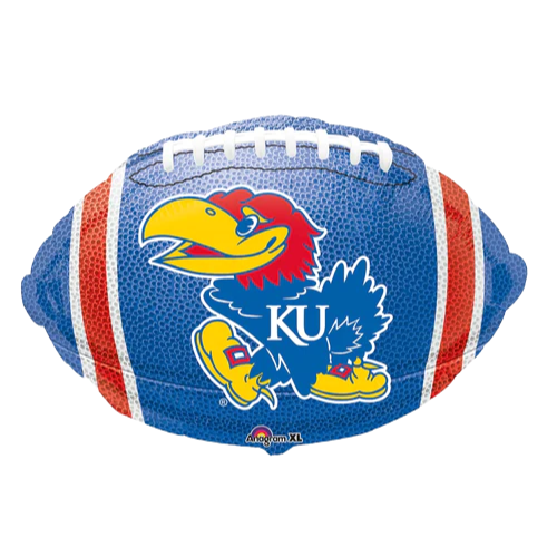 Globo de lámina de fútbol universitario de la Universidad de Kansas de 17" (D) | Compre 5 o más y ahorre un 20 %