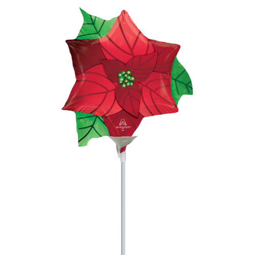 Globo de relleno de aire con lámina de flor de pascua de 14" (P23) | Compre 5 o más y ahorre un 20 %