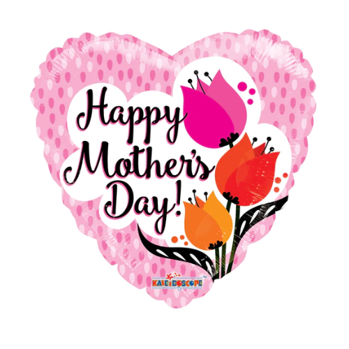 9" Happy Mother's Day Tulips Airfill Non Foil Balloon (P11) | Buy 5 Or More Save 20%