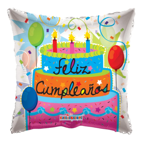 9" Feliz Cumpleaños Pastel Transparente Airfill Foil Balloon | Buy 5 Or More Save 20%