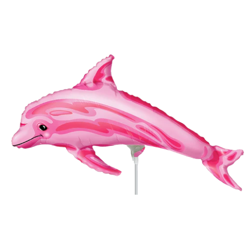 Globo de relleno de aire con lámina de delfín rosa de 14" | Compre 5 o más y ahorre un 20 %