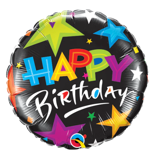 9" Happy Birthday Brilliant Stars Airfill Foil Balloon | Buy 5 Or More Save 20%