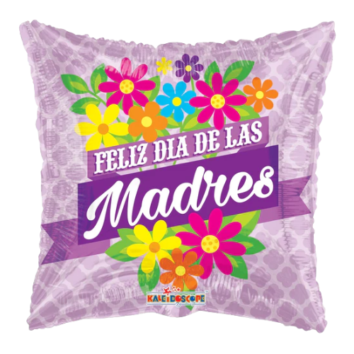 9" Feliz Dia De Las Madres Flowers Airfill Foil Balloon (WSL) | Clearance - While Supplies Last!