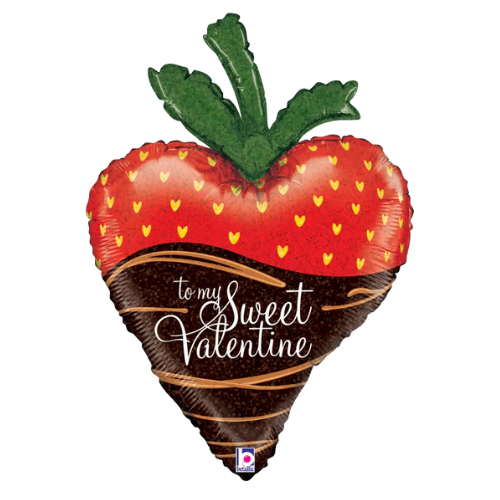 14" Sweet Valentine Strawberry Mini Foil Airfill Balloon (P18) | Buy 5 Or More Save 20%