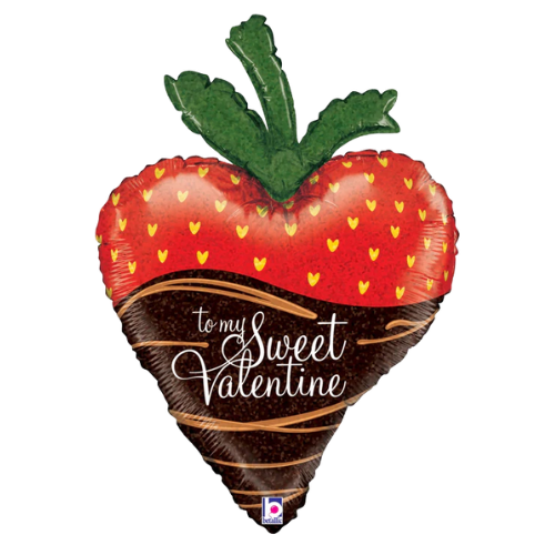 14" Betallic Sweet Valentine Strawberry Mini Foil Airfill Balloon (S5R2) | Buy 5 Or More Save 20%