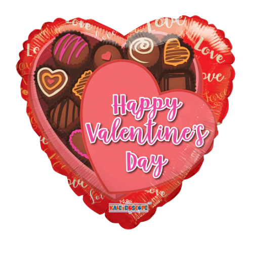 18" Valentine's Chocolate Box Heart Foil Balloon | Clearance - While ...