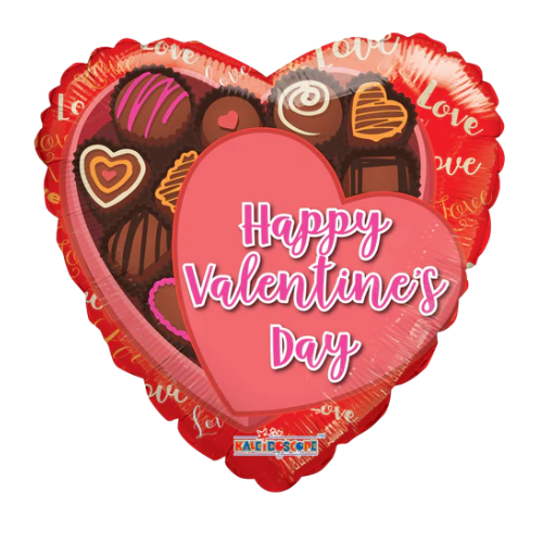 Globo de lámina de corazón con caja de bombones de San Valentín de 18" (P3) | Compra 5 o más y ahorra un 20 %