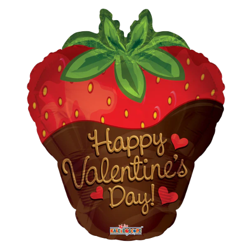 18" Valentines Strawberry Shape Foil Balloons (P3) | Buy 5 Or More Save 20%