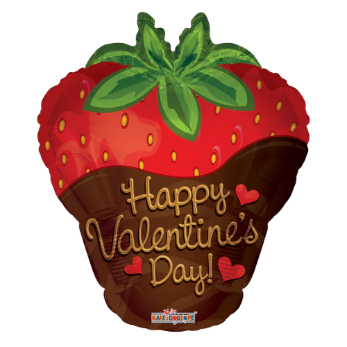 Globos de aluminio con forma de fresa de San Valentín de 18" (P3) | Compra 5 o más y ahorra un 20 %