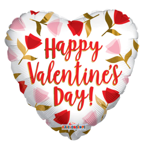 18" Happy Valentine's Day Roses Heart Foil Balloon (P4) | Buy 5 Or More Save 20%