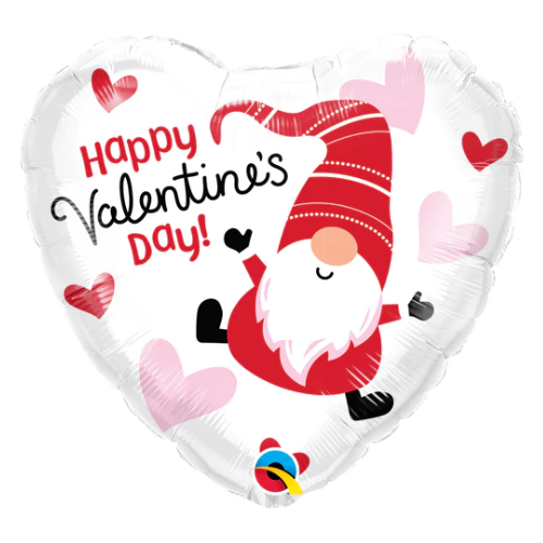 Globo de lámina de corazón de gnomo del día de San Valentín de 18" (P4) | Compre 5 o más y ahorre un 20 %