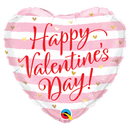 18" Valentine’s Pink Stripes Heart Foil Balloon (P4) | Buy 5 Or More Save 20%