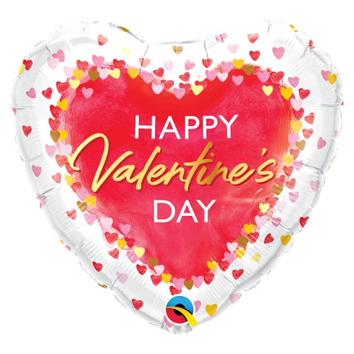 18" Valentine’s Watercolor Hearts Foil Balloon (P4) | Buy 5 Or More Save 20%