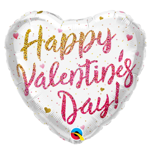 18" Valentine’s Glitter Ombre Heart Foil Balloon (P4) | Buy 5 Or More Save 20%