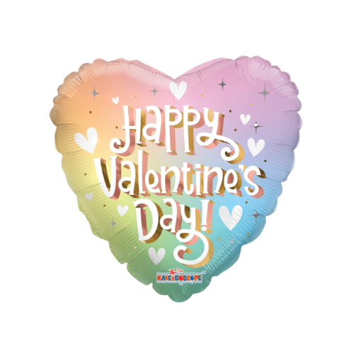 9" Conver Happy Valentine's Day Soft Rainbow Heart Foil Airfill Balloon (S5R2) | Buy 5 Or More Save 20%