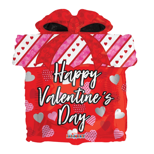 18" Valentine's Gift Box Shape Foil Balloon (P4) | Buy 5 Or More Save 20%