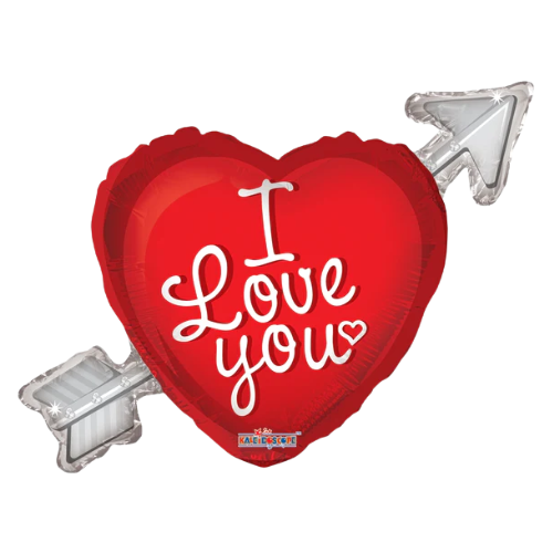 36" I Love You Heart With Arrow Foil Balloon (P11) | 5 Count