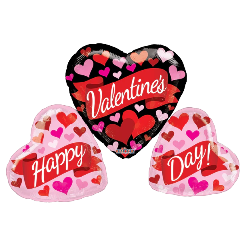 36" Valentine's Banner & Hearts Shape Balloon (WSL) | 5 Count